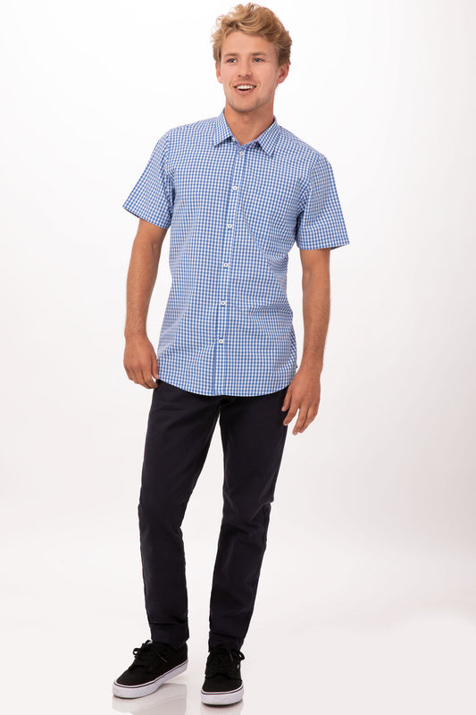 Modern Gingham Short Sleeves Dress Shirt
