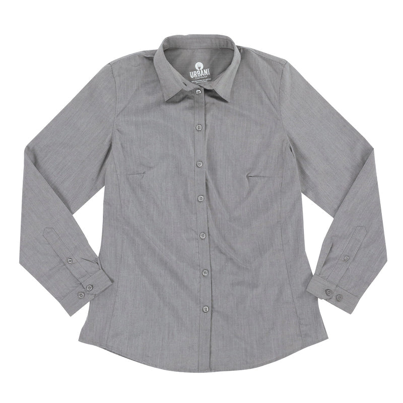 SHIRT-URB-WOMENS-CHAMBRAY-L/S/GREY /4XL