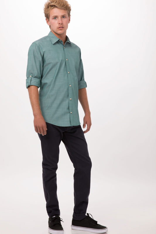 SHIRT-URB-MDN-CHAMBRAY-L/S /GREEN MIST /5XL