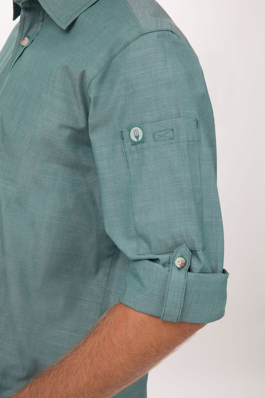 SHIRT-URB-MDN-CHAMBRAY-L/S /GREEN MIST /5XL